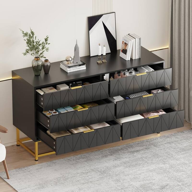 6-Drawer Fabric Dresser with Wood Top – Small Storage Chest & Clothes Organizer