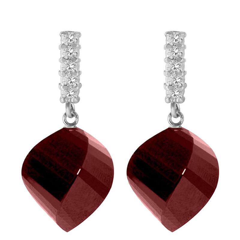 30.65 Carat 14K Solid Gold Gemstone Earrings Diamond Ruby