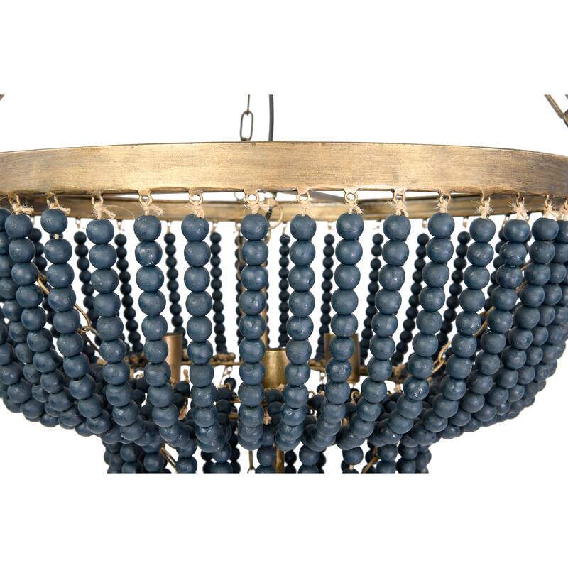 2-Tier Draped Wood Bead Chandelier