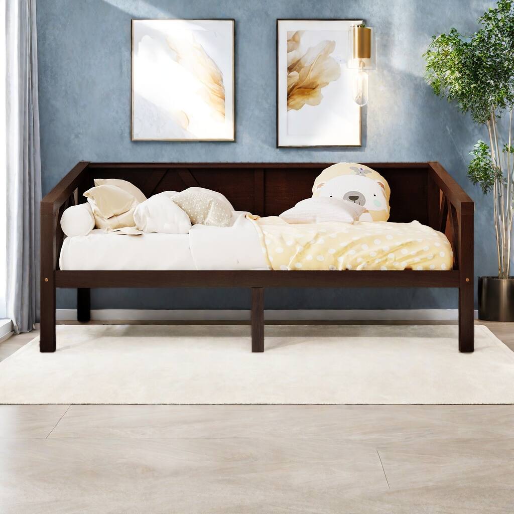 Twin Size Platform Bed with Storage - Elegant Multi-Functional Design, Solid Sturdy Frame and Triangle Support