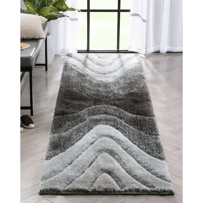 Well Woven San Francisco Luz Geometric Modern Carved Shag Area Rug