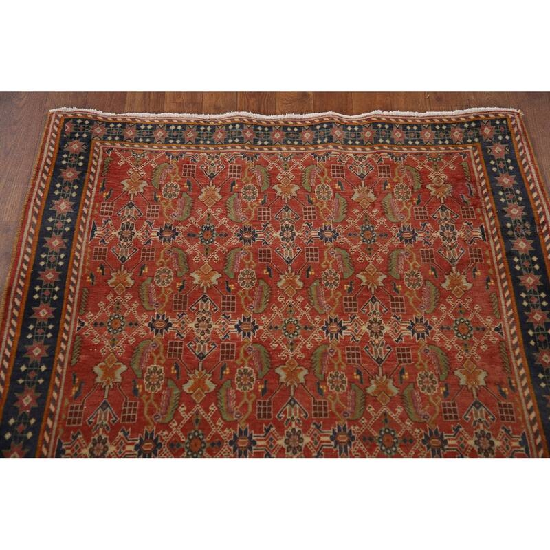 Shiraz Kashkoli Persian Vintage Runner Rug Handmade Wool Carpet - 3'3"x 9'9"