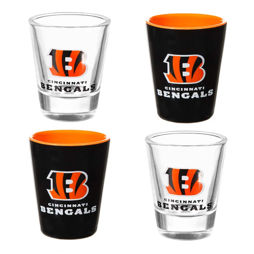 4-Piece Ceramic and Glass 2 oz. Shot Glass Set, Cincinnati Bengals