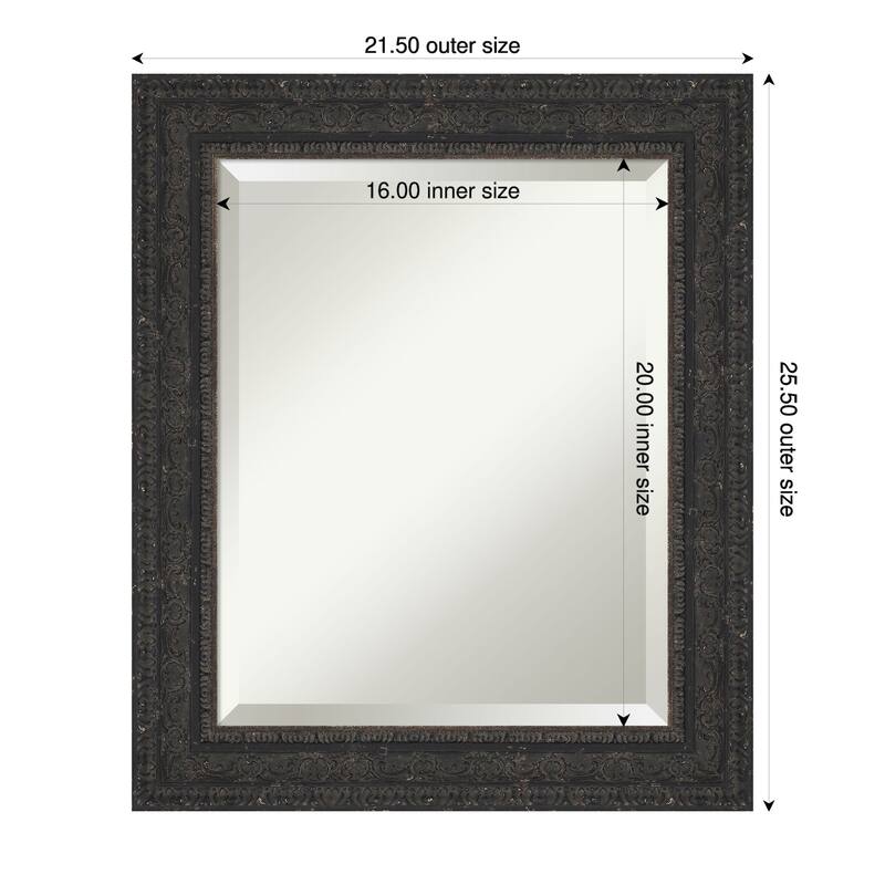 Attic Aged Beveled Wood Framed Wall Mirror - 22 x 26 in - Attic Aged Black