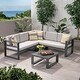 preview thumbnail 4 of 8, 1Left Arm Sofa Seat,1Right Arm Sofa Seat,1 Corner Chair,and 1 Coffee Table,Outdoor Aluminum V Shape Sofa Sectional