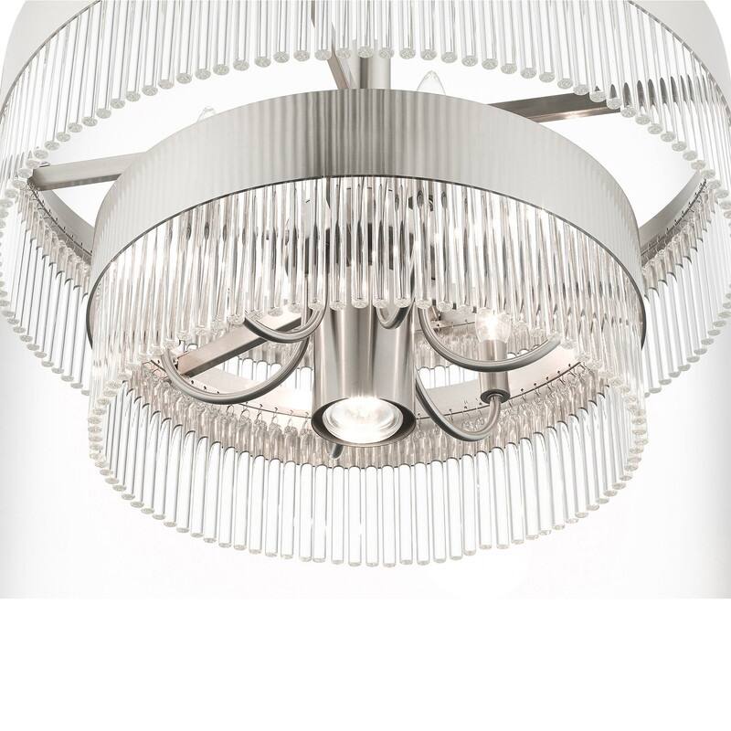 Livex Lighting 7-light Brushed Nickel Chandelier, 49825-91 - 24" DIA X 23.5" - 53.5" ADJ. H