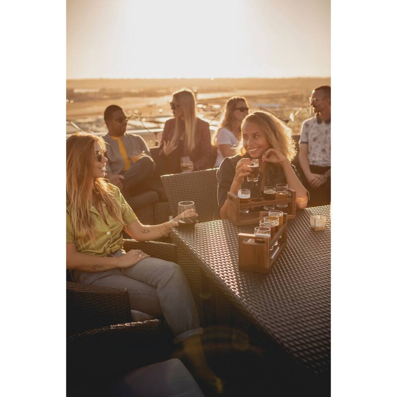 Craft Beer Flight Beverage Sampler, (Acacia Wood)