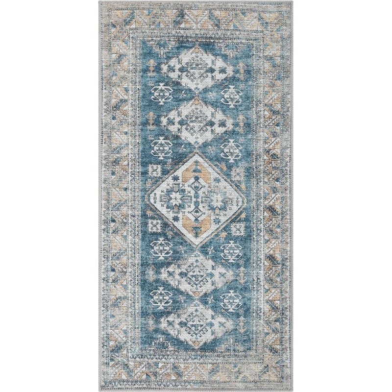 Well Woven Lotus Cartago Vintage Medallion Machine Washable Area Rug