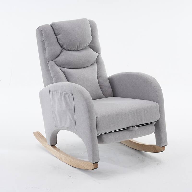 Fabric Nursery Rocking Chair With Adjustable Footrest