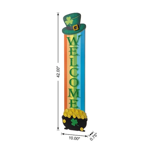 Glitzhome 42"H St.Patrick's Wooden Rainbow Welcome Porch Sign - 42"