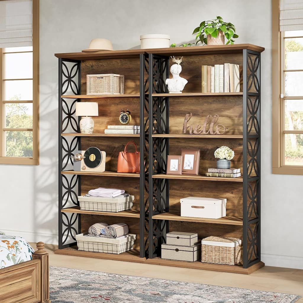 6-Tier Tall Bookshelf, 71" Industrial Bookcase with Metal Frame