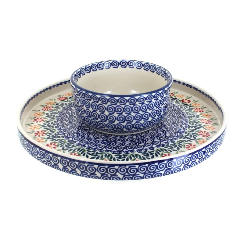 Blue Rose Polish Pottery N007 Manufaktura Dual Dish
