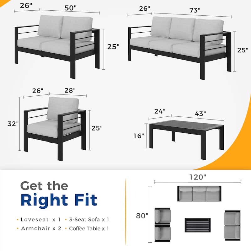 Royalcraft 5 Piece Aluminum Outdoor Sectional Seating Group
