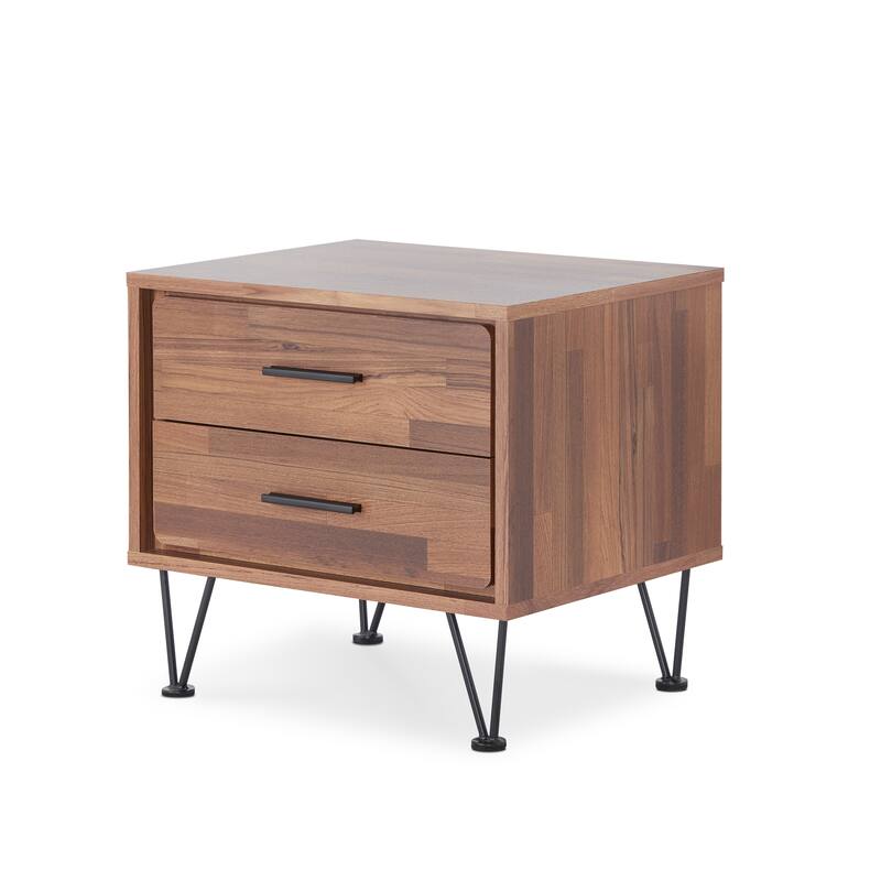 Urban Designs Linear Collection 2-Drawer Nightstand - Walnut