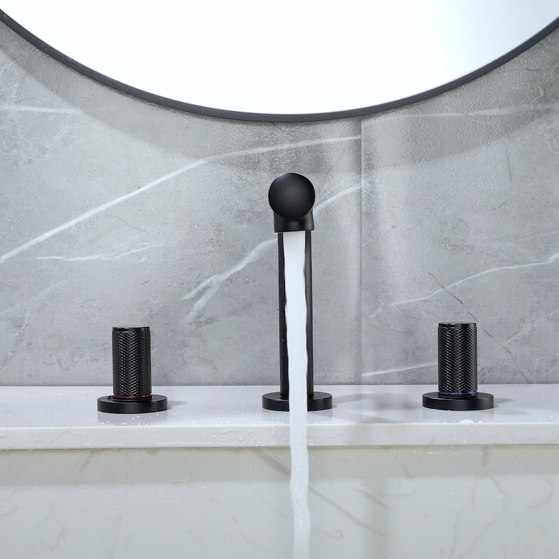 Three Holes Double Handle Rotating Bathroom Sink Faucet