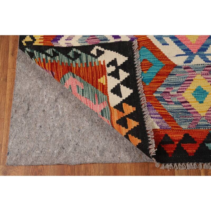 Reversible Kilim Oriental Area Rug Flatweave Southwestern Wool Carpet - 8'1" x 9'7"