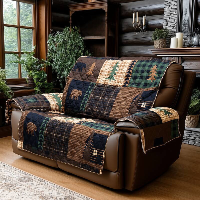 Donna Sharp Brown Bear Cabin Polyester Furniture Covers - Loveseat