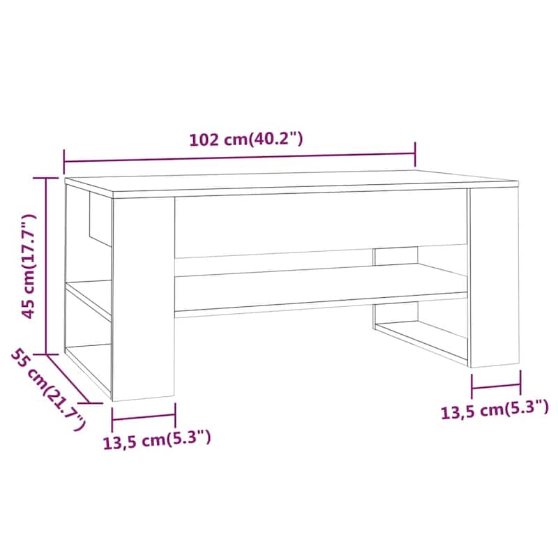 vidaXL Coffee Table multicolor 40.2"x21.7"x17.7" Engineered Wood