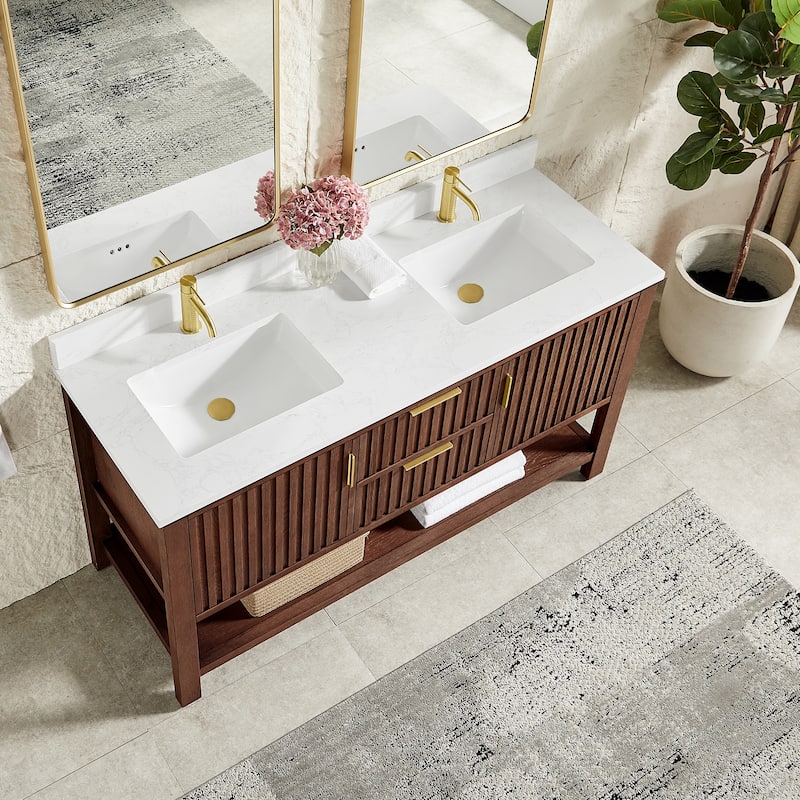 Tehran Bath Vanity with Composite Stone Top without Mirror