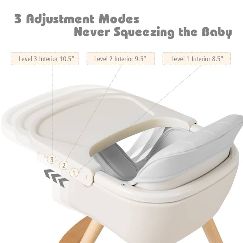 Babyjoy 3 in 1 Convertible Wooden High Chair Toddler Feeding Chair - 20.5" x 21.5" x 36"
