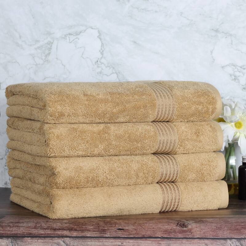 Blue Nile Mills Ibiza Egyptian Cotton Bath Towel, Set of 4 - Toast