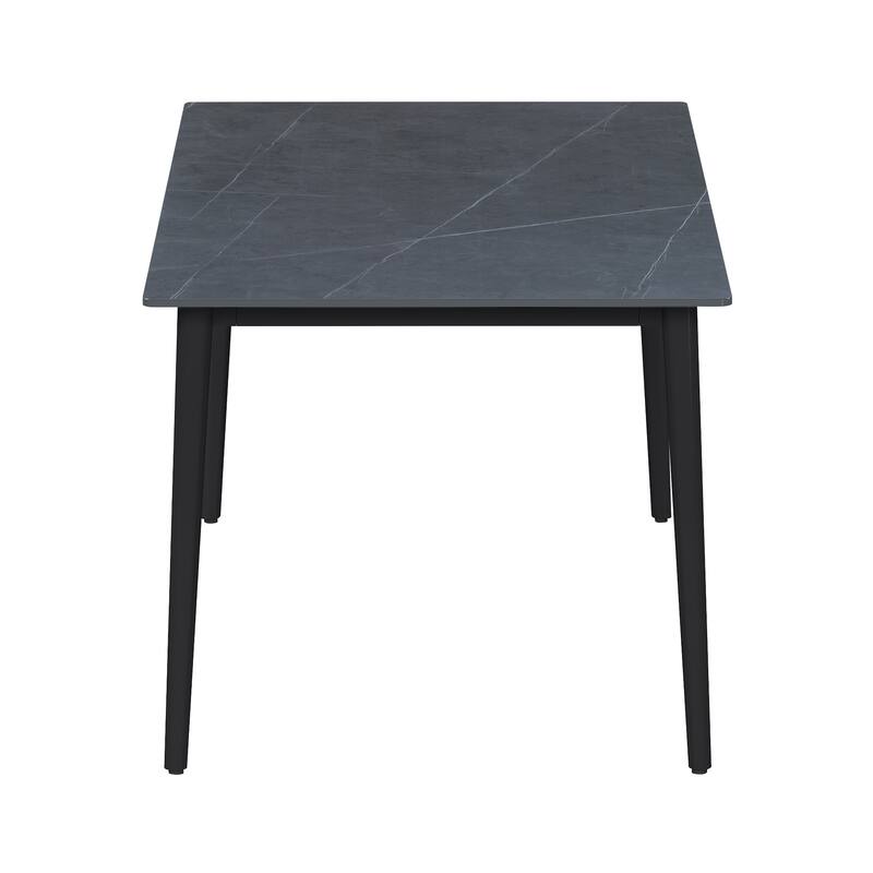 Somette Marbleized Ceramic Top Table w/ Steel Four-legged Base