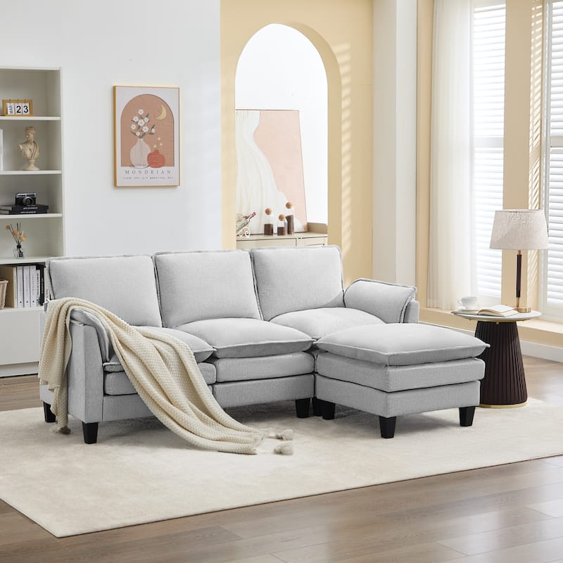Luxury 3-Seater Sofa & Footstool – Ultra-Plush, Multi-Room Comfort - Grey