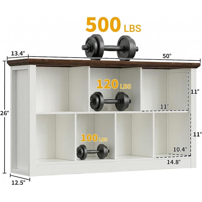 7/10 Cube Bookcase Organizer with Backpanel, 50" Wooden Storage Book Shelf for Living Room, Bedroom, Home Office, Kids Room