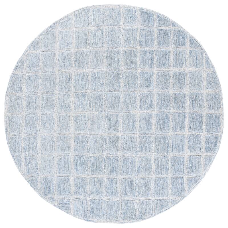 SAFAVIEH Handmade Genre Leiba Wool Rug - Light Blue/Beige - 6' Round