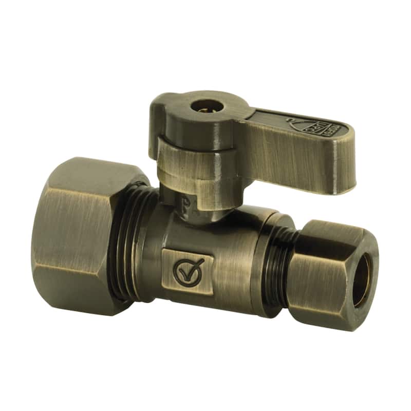 Baseline 5/8-Inch OD x 3/8-Inch OD Comp Straight Stop Valve - Antique Brass