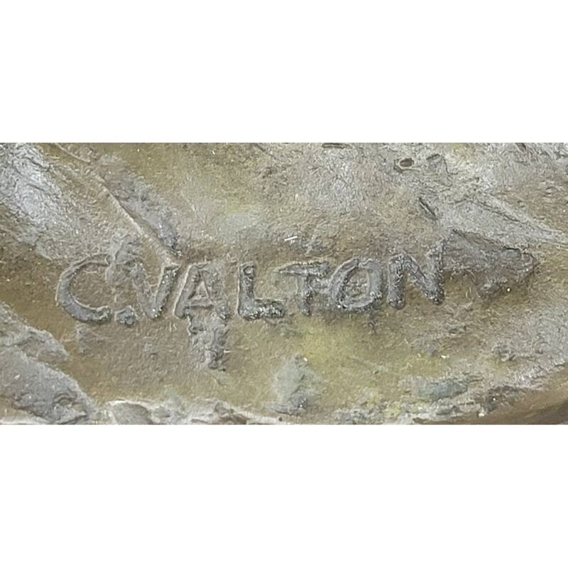 Charles Valton - Preludes To Love - Bronze Sculpture Of Two Tigers On Marble Base