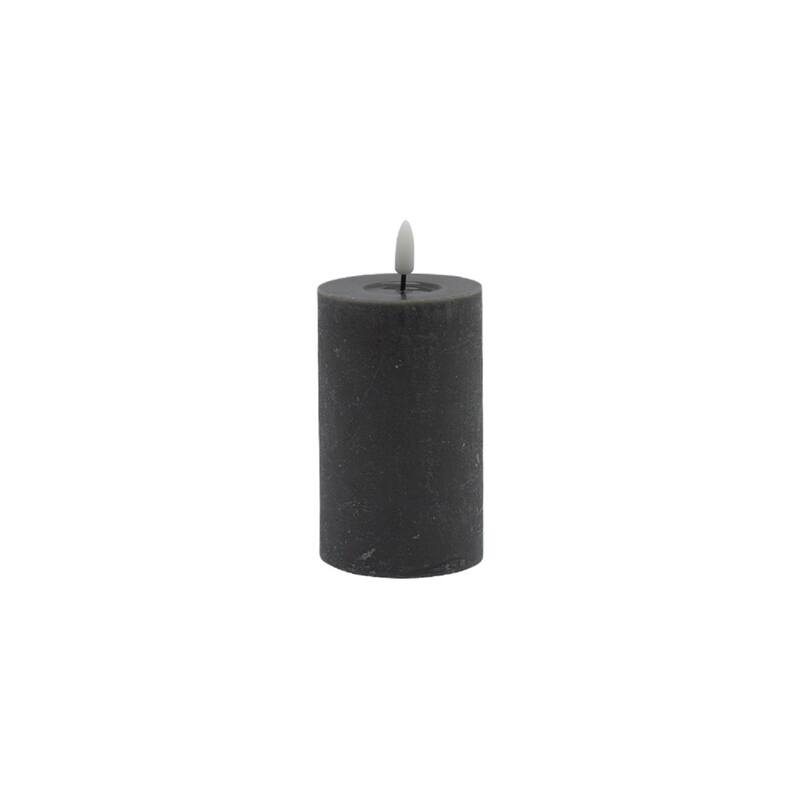 Battery Operated 3D Flame Small LED Pillar Candles - 5" - Gray