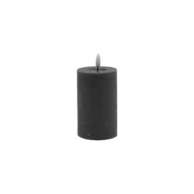 Battery Operated 3D Flame Small LED Pillar Candles - 5" - Gray