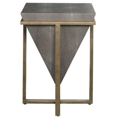 25.25" Gray Gold Modern Style Upside Down Pyramid Shaped Accent Table