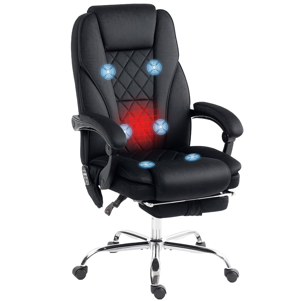 Executive Massage Office Chair, Heated Computer Desk Chair with Adjustable Height and Footrest, Black
