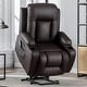 preview thumbnail 1 of 53, Oversized Power Lift Recliner Chair with Massage & Heat, PU Leather, USB Port, Cup Holders & Pockets Style 1 - Brown