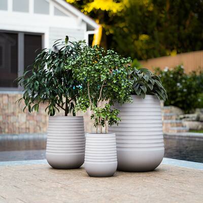 Genoa Rough Taupe Grey 3 pc Planter Set - 21" x 28"