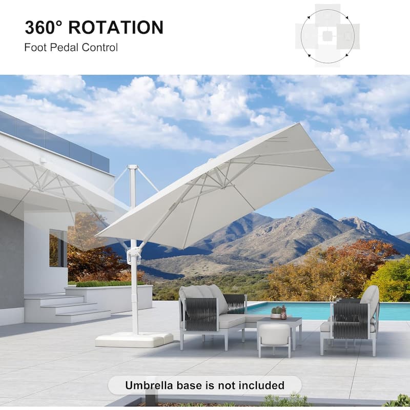 PURPLE LEAF 10 ft White Cantilever Patio Umbrella with 360 Degree Rotation