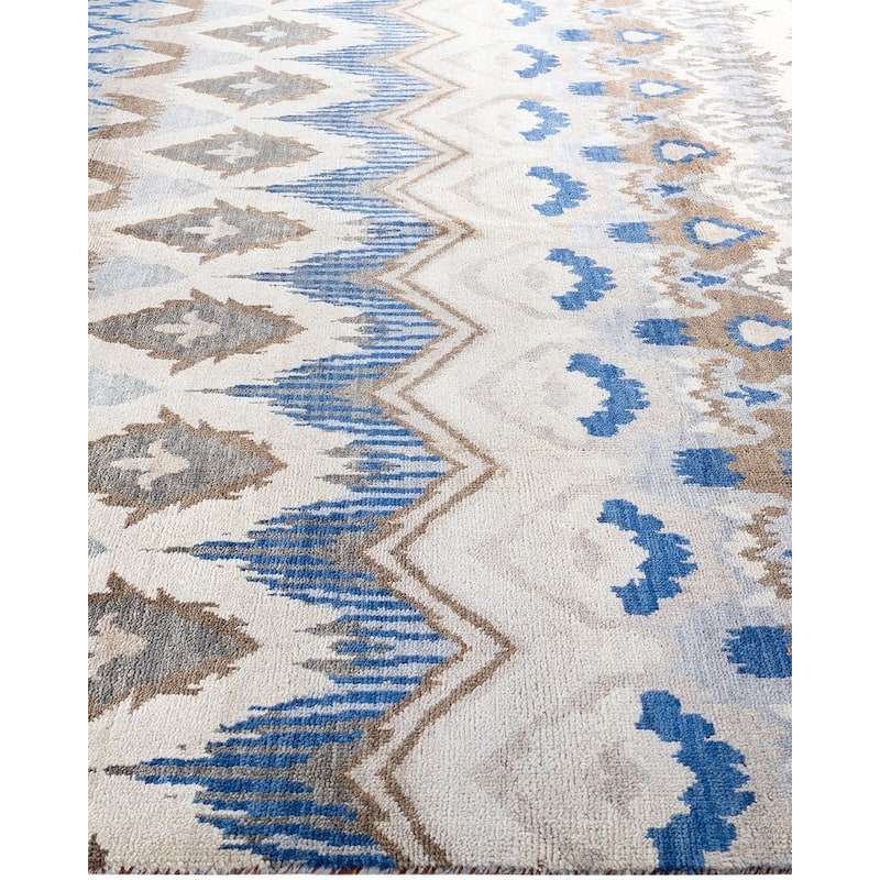 Ikat One-of-a-Kind Handmade Area Rug, Beige - 8' 0" x 9' 10"