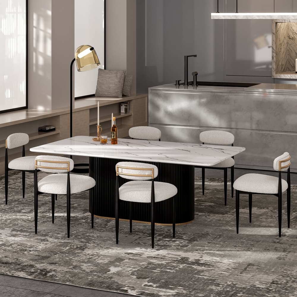 Mordern Fort 6-Piece Boucle Dining Chairs Set, Boucle Accent Armless Chair