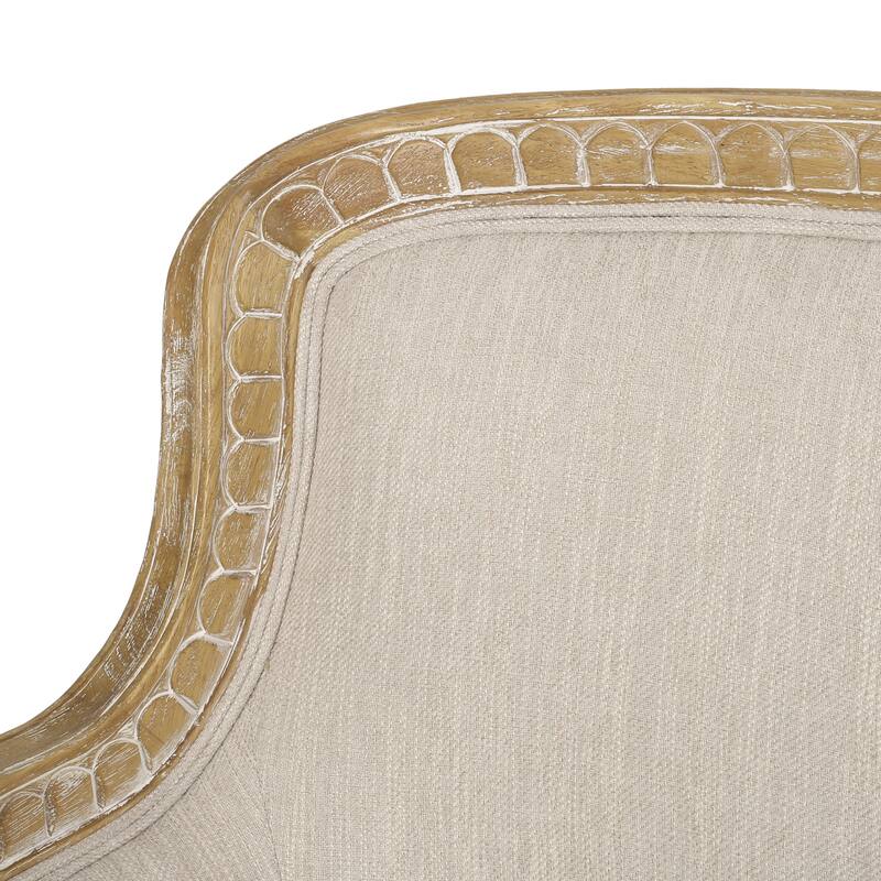 Roomfitters Upholstered Club Chair, Carved Wood Frame with Cushioned Seat, Classic Accent Armchair in Linen