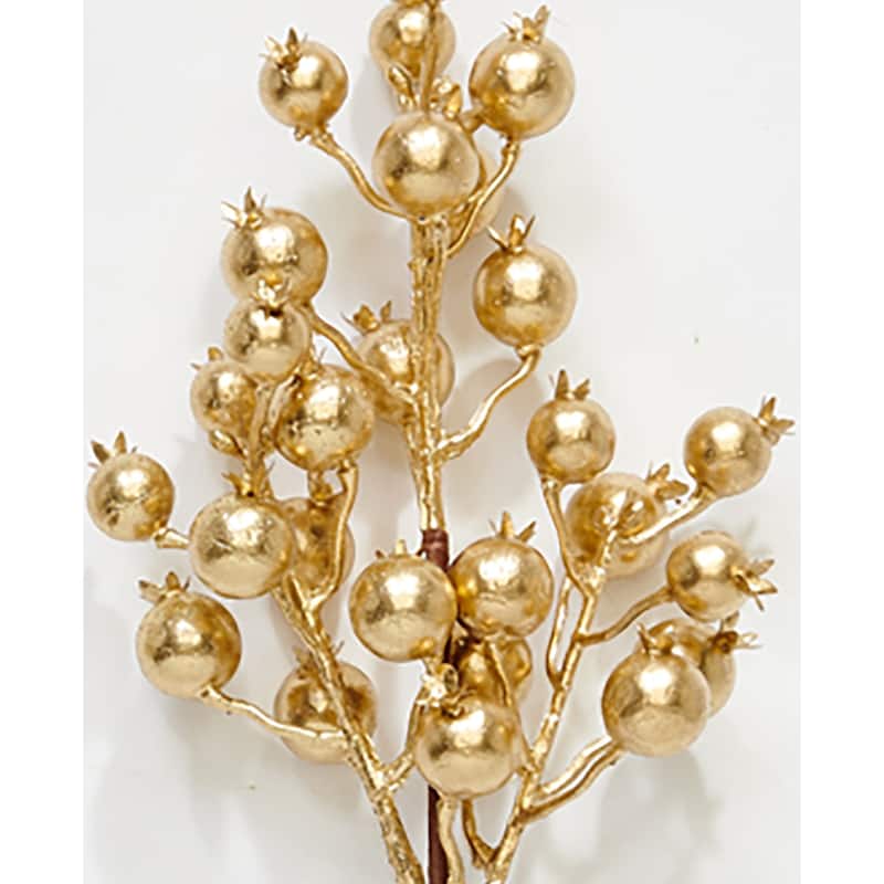 18" Artificial Holly Berry For Christmas Spray, Gold, Set of 3 - 18