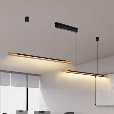 75" Black Gold LED Pendant - Adjustable - Dual Tube - Dining Kitchen