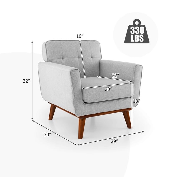 dimension image slide 1 of 2, Costway Modern Accent Chair Upholstered Linen Fabric Armchair with - See Details