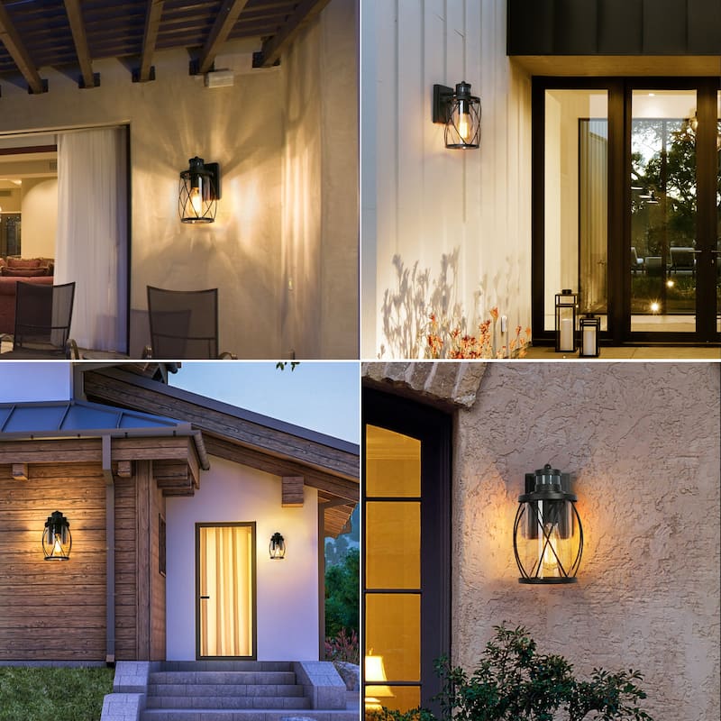 2-pack Waterproof Motion Sensor Outdoor Wall Lights Wall Lantern for Garage Porch Front Door Non - Solar