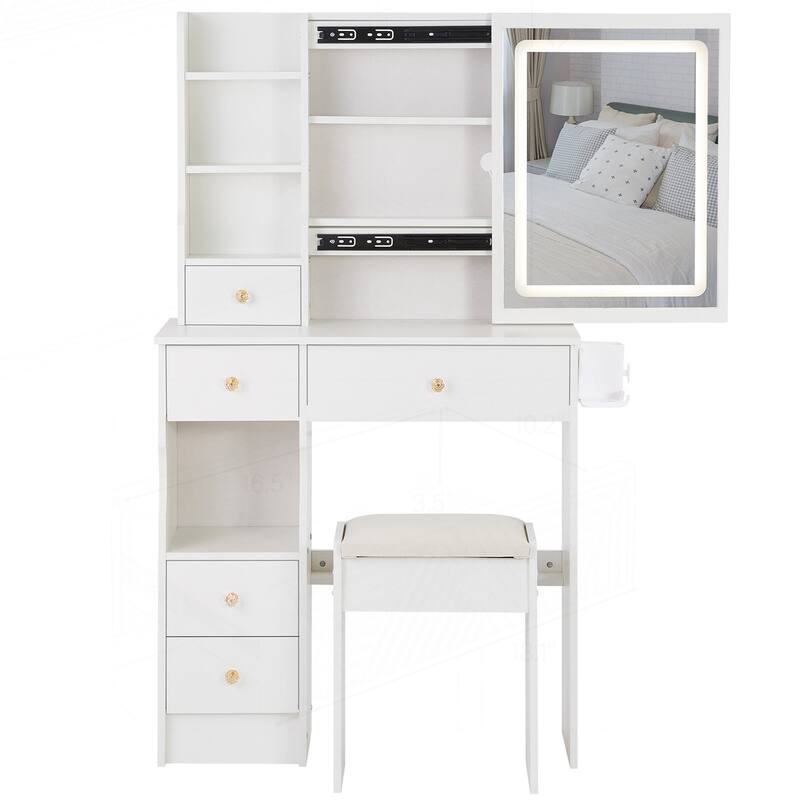 Versatile Desktop Vanity Table with Multiple Functionalities and Accessories