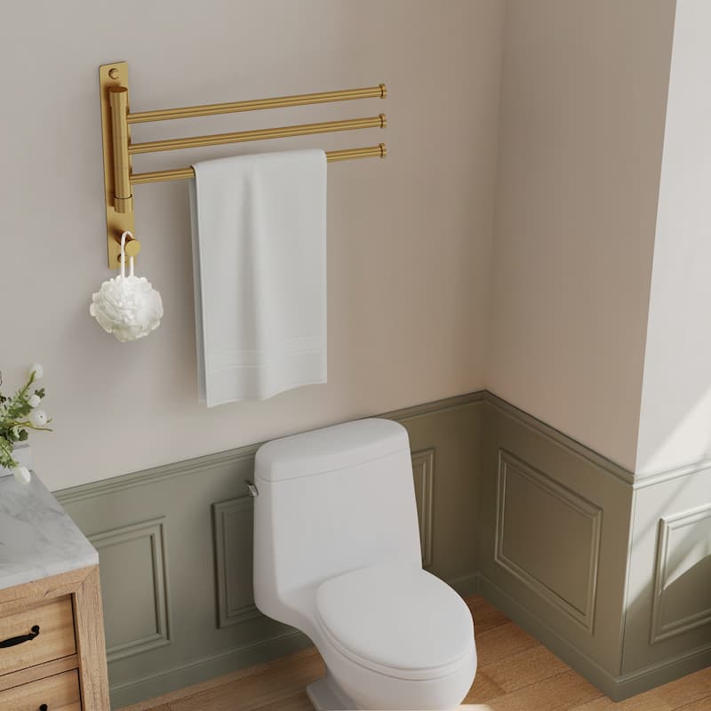 4-Arm Rust-Proof Swivel Towel Rack, 304 Stainless Steel with Hooks