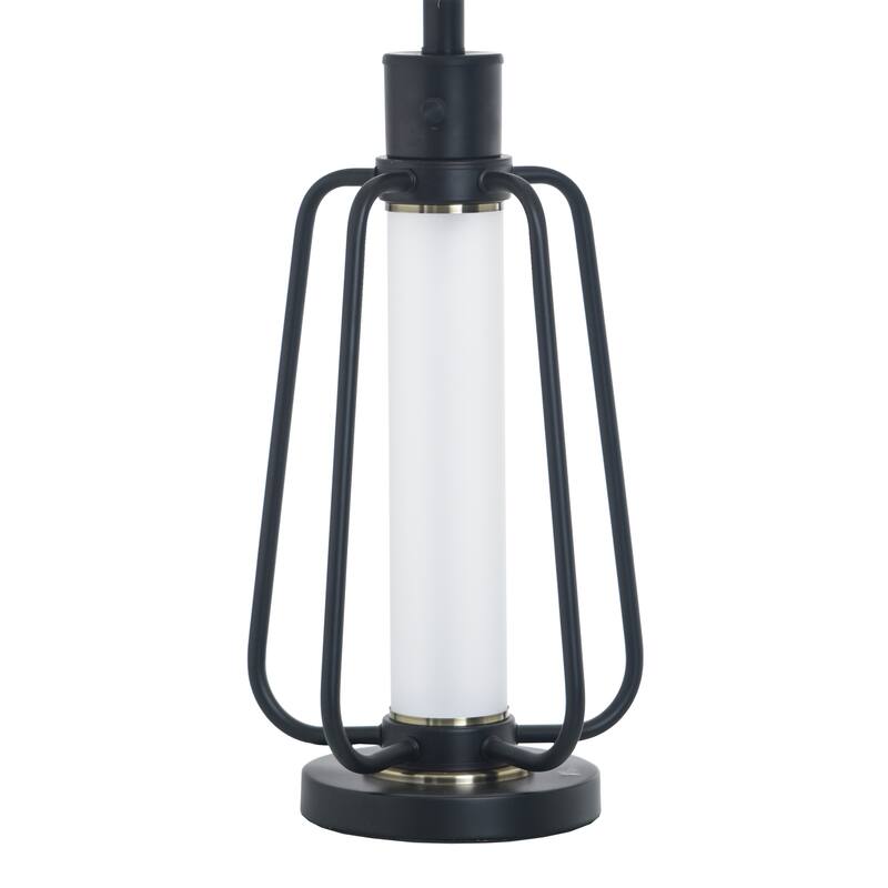 StyleCraft Steel Table Lamp with Nightlight - Breny - White Shade