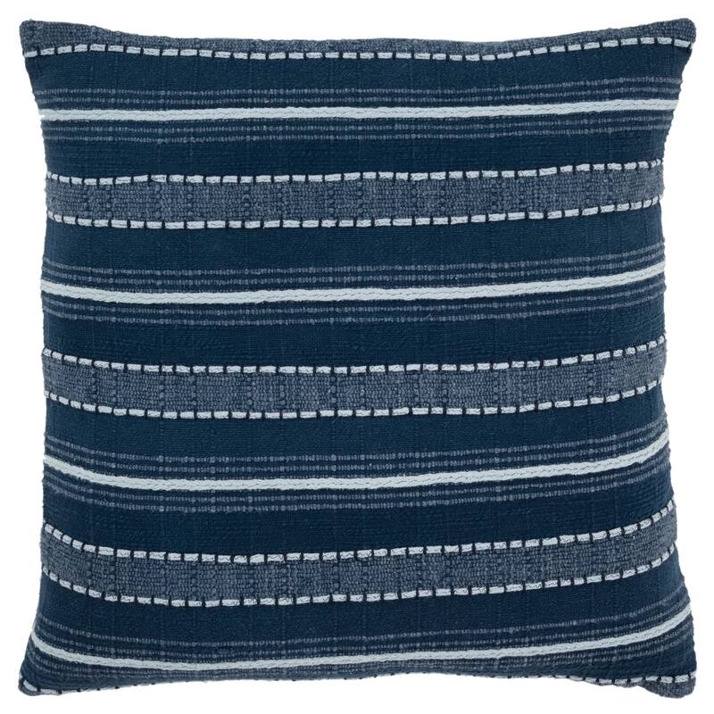 Rizzy Home Embroidered Blue Stripe Throw Pillow Cover
