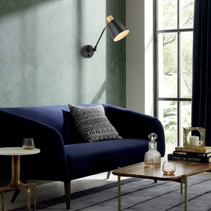 E26 Base plug in wall lamp black/Gold bedroom lamps wall metal wall light